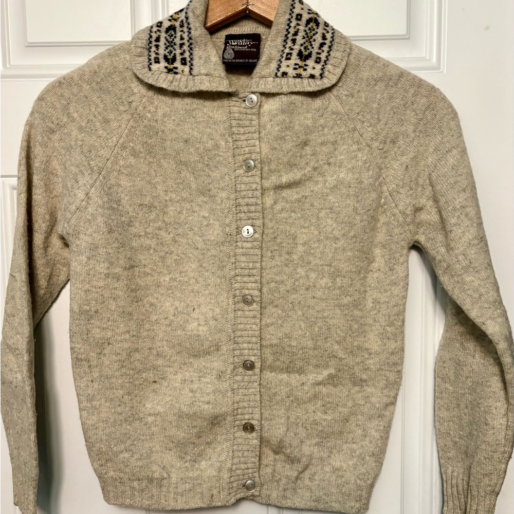 Vintage GAELTARRA 100% Shetland Wool Cardigan made in Ireland Women’s Size XS
